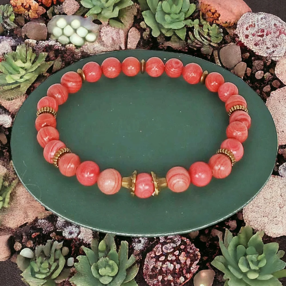 HP🎉🎉 Red Jasper Mala Bracelet Warm Earth Tone Rust Unisex Eclectic Grandpa Y2k
